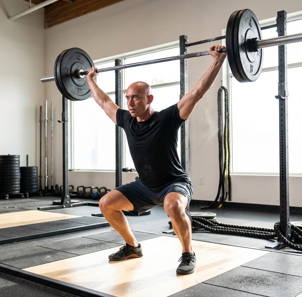 Patient working with a provider at a performance physical therapy clinic in Scottsdale performing Olympic weightlifting movements
