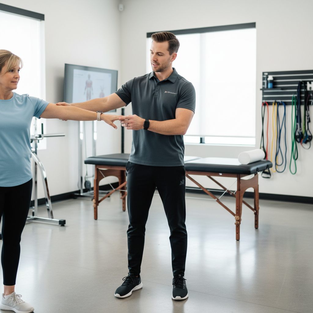 CrossFit athlete receiving expert guidance during strength training session at Scottsdale physical therapy and performance gym